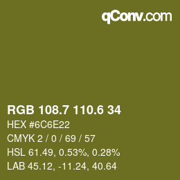 カラーコード: RGB 108.7 110.6 34 | qconv.com