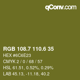 カラーコード: RGB 108.7 110.6 35 | qconv.com