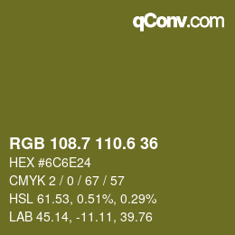 カラーコード: RGB 108.7 110.6 36 | qconv.com