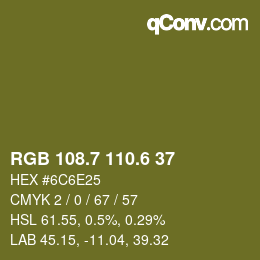 カラーコード: RGB 108.7 110.6 37 | qconv.com