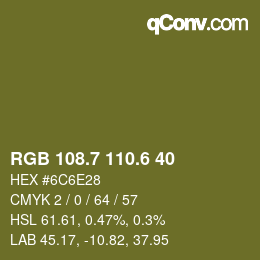 カラーコード: RGB 108.7 110.6 40 | qconv.com