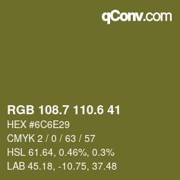 カラーコード: RGB 108.7 110.6 41 | qconv.com