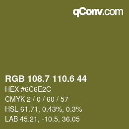 カラーコード: RGB 108.7 110.6 44 | qconv.com