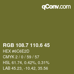 カラーコード: RGB 108.7 110.6 45 | qconv.com