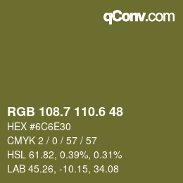 カラーコード: RGB 108.7 110.6 48 | qconv.com