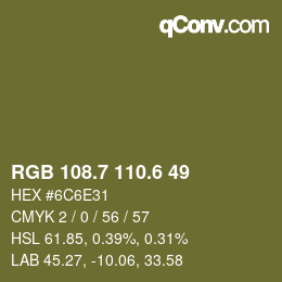カラーコード: RGB 108.7 110.6 49 | qconv.com