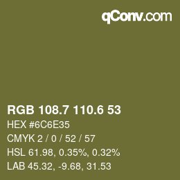 カラーコード: RGB 108.7 110.6 53 | qconv.com