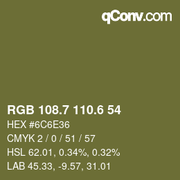 カラーコード: RGB 108.7 110.6 54 | qconv.com