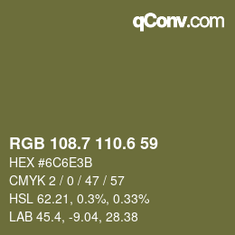 カラーコード: RGB 108.7 110.6 59 | qconv.com