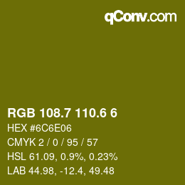 カラーコード: RGB 108.7 110.6 6 | qconv.com