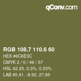 カラーコード: RGB 108.7 110.6 60 | qconv.com
