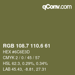 カラーコード: RGB 108.7 110.6 61 | qconv.com