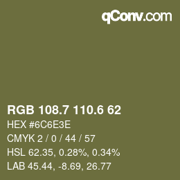 カラーコード: RGB 108.7 110.6 62 | qconv.com