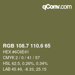 カラーコード: RGB 108.7 110.6 65 | qconv.com