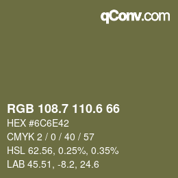 カラーコード: RGB 108.7 110.6 66 | qconv.com