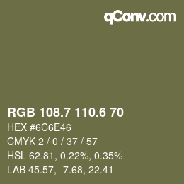 カラーコード: RGB 108.7 110.6 70 | qconv.com