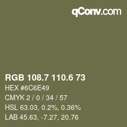 カラーコード: RGB 108.7 110.6 73 | qconv.com