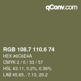 カラーコード: RGB 108.7 110.6 74 | qconv.com
