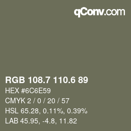 カラーコード: RGB 108.7 110.6 89 | qconv.com