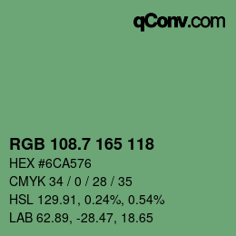 カラーコード: RGB 108.7 165 118 | qconv.com