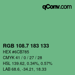 カラーコード: RGB 108.7 183 133 | qconv.com