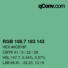 カラーコード: RGB 108.7 183 143 | qconv.com