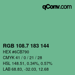 カラーコード: RGB 108.7 183 144 | qconv.com