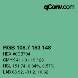 カラーコード: RGB 108.7 183 148 | qconv.com