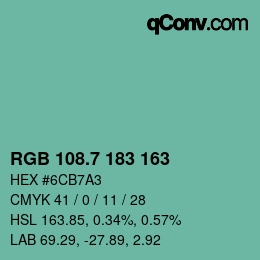 カラーコード: RGB 108.7 183 163 | qconv.com