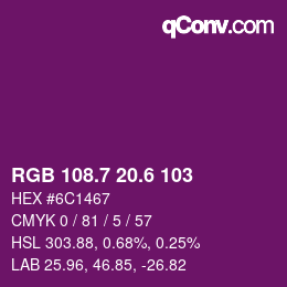 カラーコード: RGB 108.7 20.6 103 | qconv.com