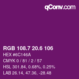 カラーコード: RGB 108.7 20.6 106 | qconv.com