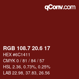 カラーコード: RGB 108.7 20.6 17 | qconv.com