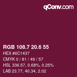 カラーコード: RGB 108.7 20.6 55 | qconv.com