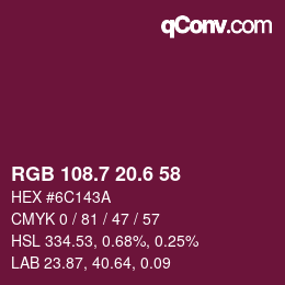 カラーコード: RGB 108.7 20.6 58 | qconv.com