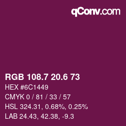 カラーコード: RGB 108.7 20.6 73 | qconv.com