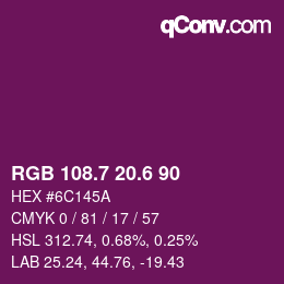 カラーコード: RGB 108.7 20.6 90 | qconv.com