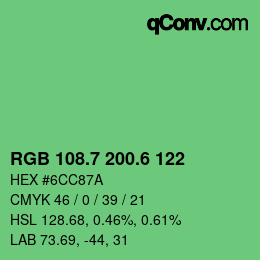 カラーコード: RGB 108.7 200.6 122 | qconv.com