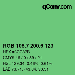 カラーコード: RGB 108.7 200.6 123 | qconv.com
