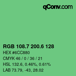 カラーコード: RGB 108.7 200.6 128 | qconv.com