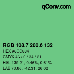 カラーコード: RGB 108.7 200.6 132 | qconv.com