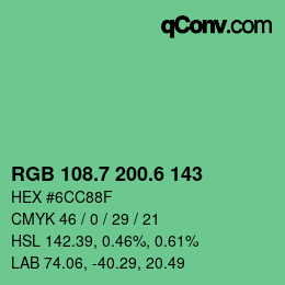 カラーコード: RGB 108.7 200.6 143 | qconv.com