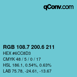 カラーコード: RGB 108.7 200.6 211 | qconv.com