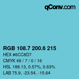 カラーコード: RGB 108.7 200.6 215 | qconv.com