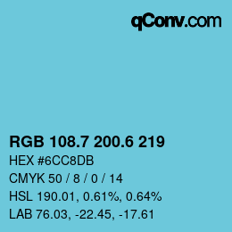 カラーコード: RGB 108.7 200.6 219 | qconv.com