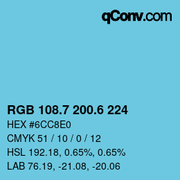 カラーコード: RGB 108.7 200.6 224 | qconv.com