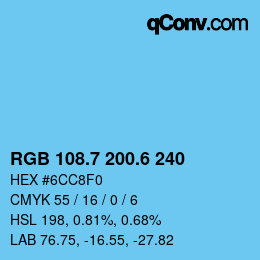 カラーコード: RGB 108.7 200.6 240 | qconv.com