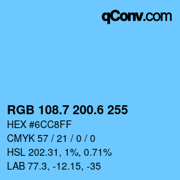 カラーコード: RGB 108.7 200.6 255 | qconv.com