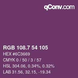 カラーコード: RGB 108.7 54 105 | qconv.com