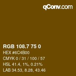 カラーコード: RGB 108.7 75 0 | qconv.com