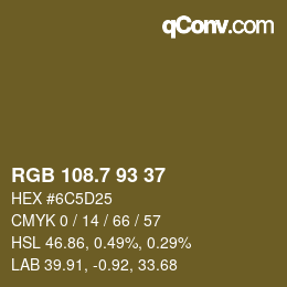 カラーコード: RGB 108.7 93 37 | qconv.com